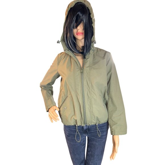 J.Crew Womens Hooded Windbreaker Cropped Jacket Size XXS Olive Green - Picture 2 of 9
